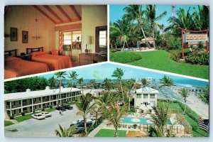 c1963 Palm Beach Florida Postcard Beachcomber Apartment Motel Restaurant Ocean