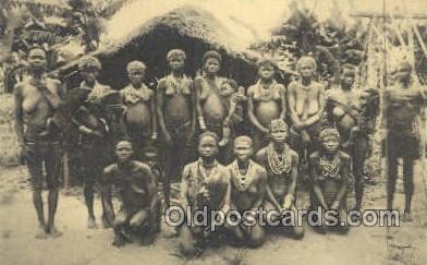 belgian congo, Group of Topless Native Mandibu Women (1920s) Postcard