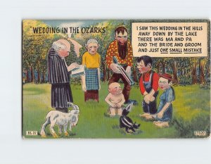 Postcard Love/Romance Greeting Card w/ Quote, Hillbilly Wedding Comic Art Print