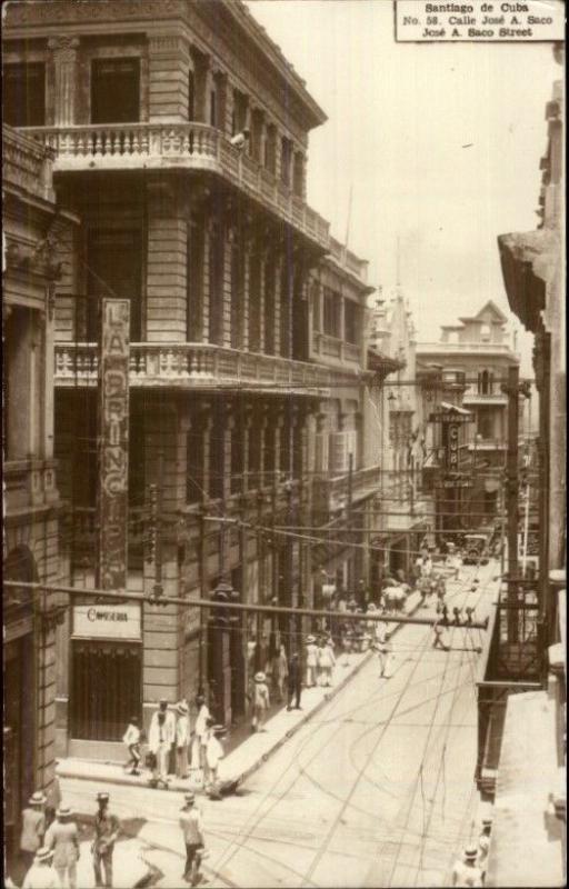 Santiago Cuba Jose A Saco Street Used RPPC From Spanish American War Vet spg