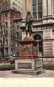 Vintage Postcard Franklin Statue Landmark Boston Massachusetts Mason Bros Pub.