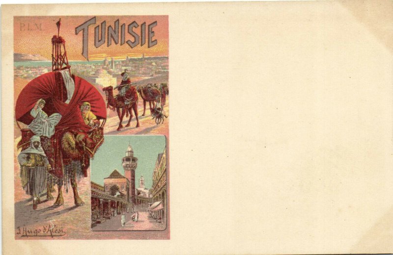 PC TUNISIA, TUNISIAN SCENES, Vintage LITHO Postcard (b29358)