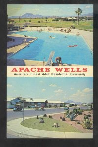 MESA ARIZONA APACHE WELLS MOBILE CITY SWIMMING POOL ADVERTISING POSTCARD