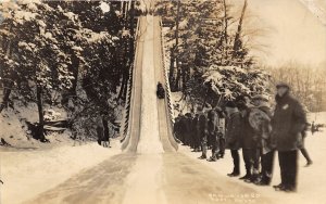 PC1/ Ithaca Cornell University New York RPPC Postcard c20 Toboggan Run Sled 290