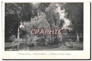 Old Postcard Poitiers (Vienna) Garden Blossac the River and the rustic bridge