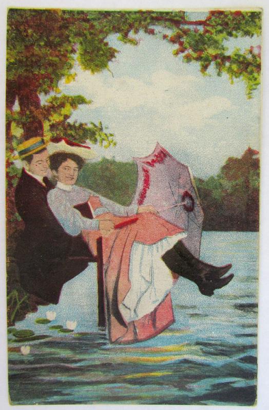  ROMANTIC COUPLE EROTIC COMIC RISQUEL OT OF 6 ANTIQUE POSTCARDS