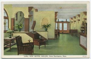 GREAT BARRINGTON MA New Hotel Miller Interior c1925 Unused