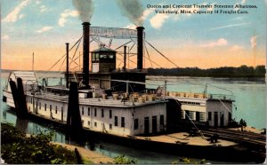 Postcard Queen and Crescent Transfer Steamer Albatross in Vicksburg, Mississippi