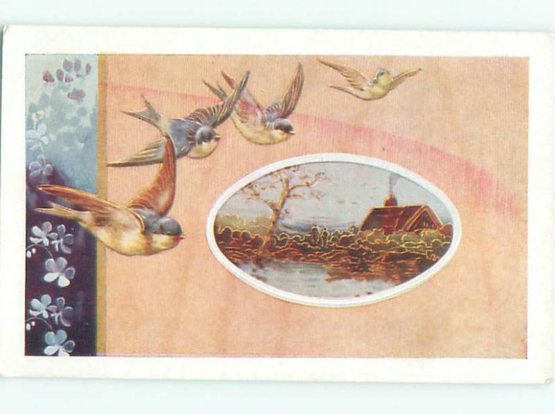 Divided-Back BIRDS SCENE Pretty Postcard AA8937