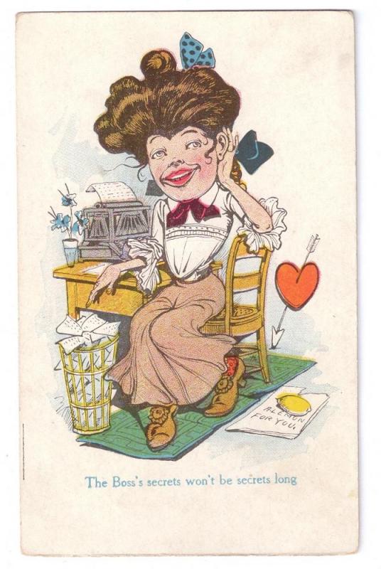 Office Humor Secretary Boss Vintage Postcard 