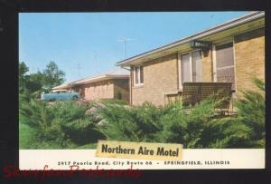 SPRINGFIELD ILLINOIS ROUTE 66 NORTHERN AIRE MOTEL 1950's CARS VINTAGE POSTCARD