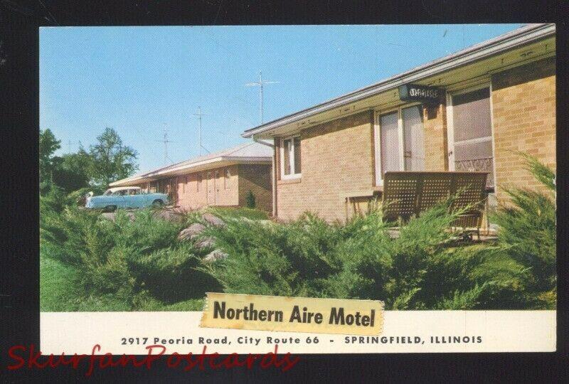 SPRINGFIELD ILLINOIS ROUTE 66 NORTHERN AIRE MOTEL 1950's CARS VINTAGE POSTCARD