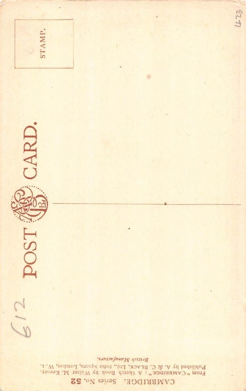 England Cambridge Queens' College Gallery Drawn postcard