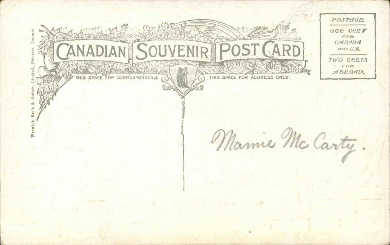 Niagara Falls Ontario Waterfall Flag Crest Shield Gilt Embossed Vintage Postcard