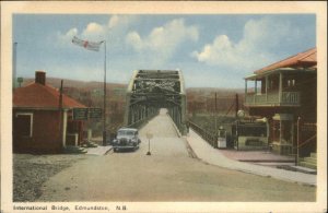 Edmundston New Brunswick International Bridge Cars c1930s-50s Postcard