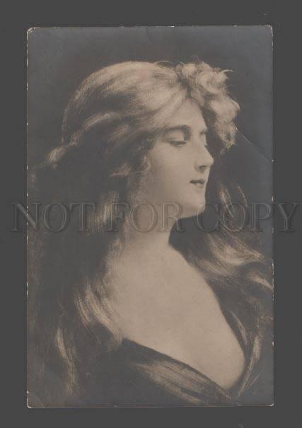 096542 BELLE Woman LONG HAIR by Angelo ASTI vintage Russian PC