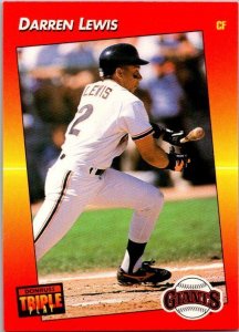 1992 Donruss Tripleplay Baseball Card Darren Lewis San Francissco Giants sk6150