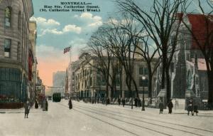 MONTREAL CANADA RUE ST. CATHERINE 1917 ANTIQUE POSTCARD