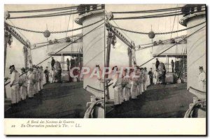 Old Postcard Boat On board warships In observation during shooting
