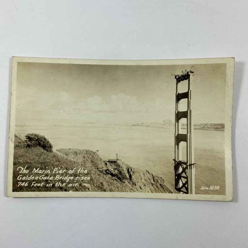 c.1930s Construction Marin Pier Golden Gate Bridge Tower San Francisco RPPC