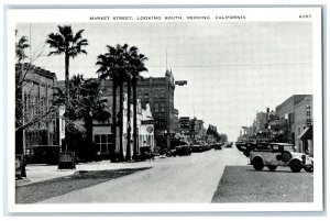 c1905's Market Street From South Classic Car Parking Redding California Postcard
