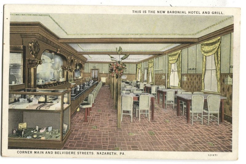 Postcard New Baronial Hotel + Grill Nazareth PA