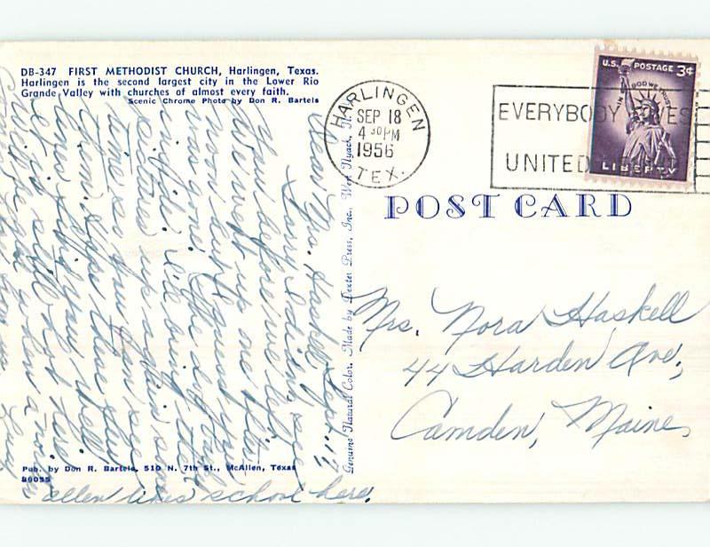 1950's CHURCH SCENE Harlingen Texas TX p4273