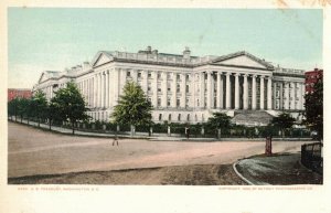 Postman walking across Street U.S. Treasury Washington D.C. Postcard 2T5-497