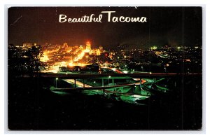 Beautiful Tacoma Washington Sparkle Of The Northwest Night Scene Postcard