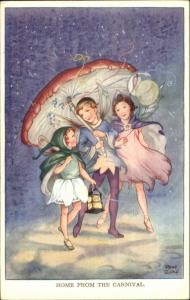 Rene Cloke Home From the Carnival Fairy Fantasy Old Postcard