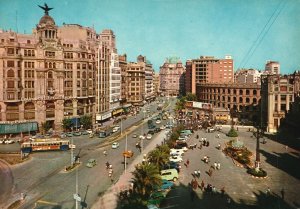 Postcard Calle De Jativa Famous Street Building Shopping District Valencia Spain