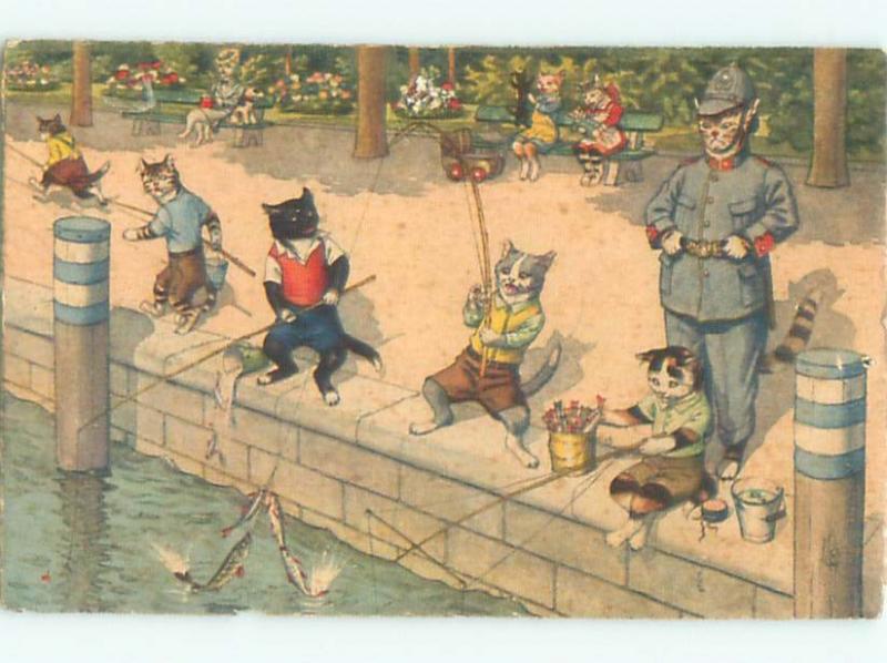 Pre-1980 Mainzer Cats - Printed In Switzerland FISHING FOR FISH AC6721