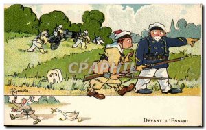 Sailor-Fantasy-Humor-Bateau Front L & # 39Ennemi -Carte Postale Ancienne Illu...