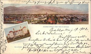Colorado Springs CO Pike's Peak Panorama Private Mailing Card c1900 Postcard 