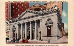 Albany Savings BANK, Albany, New York Linen Postcard Vintage  K10