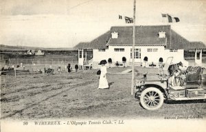 Classic Car at Wimereux L'Olympic Tennis Club French Antique Postcard