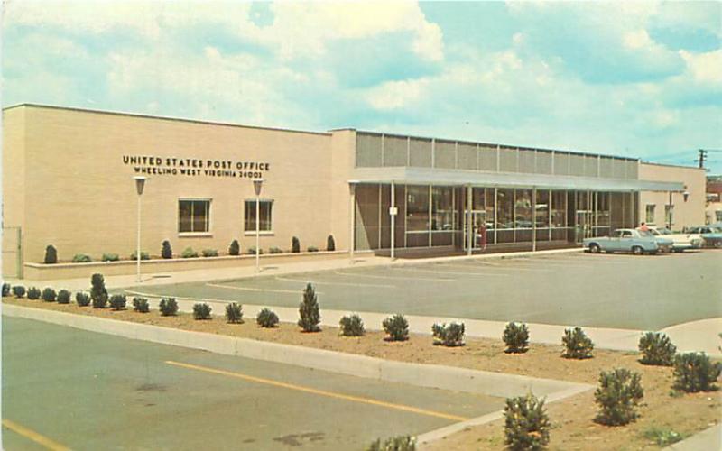 Wheeling, WV Post Office, Zip Code 26003, Old Cars Dexter Postcard