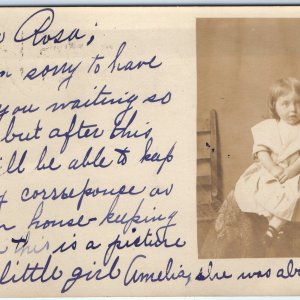 ID'd c1910s Adorable 19mo Old Little Girl RPPC Real Photo Amelia Seymour A160