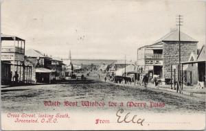 Cross Street Kroonstad South Africa 'Best Wishes - Merry Xmas' 1907 Postcard E58