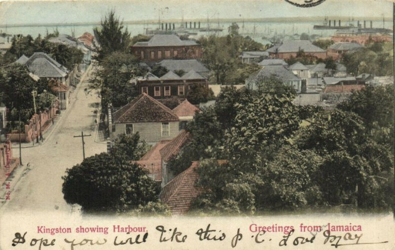 PC JAMAICA, KINGSTON, KINGSTON SHOWING HARBOUR, Vintage Postcard (b39998)