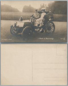 KING OF ITALY VICTOR EMMANUEL III MOTORING AUTO ANTIQUE REAL PHOTO POSTCARD RPPC