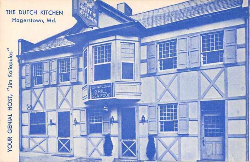 Hagerstown Maryland The Dutch Kitchen Charcoal Grill Seafood  Postcard JC933047