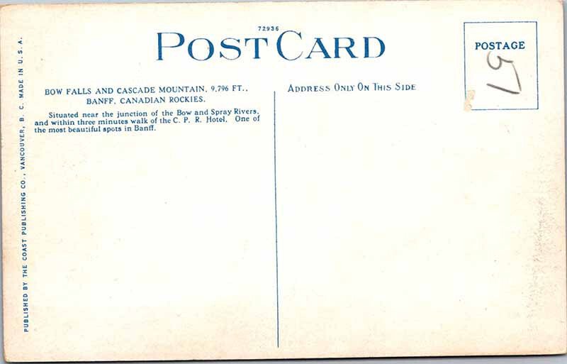 Postcard WATER SCENE Banff Alberta AB AL2662