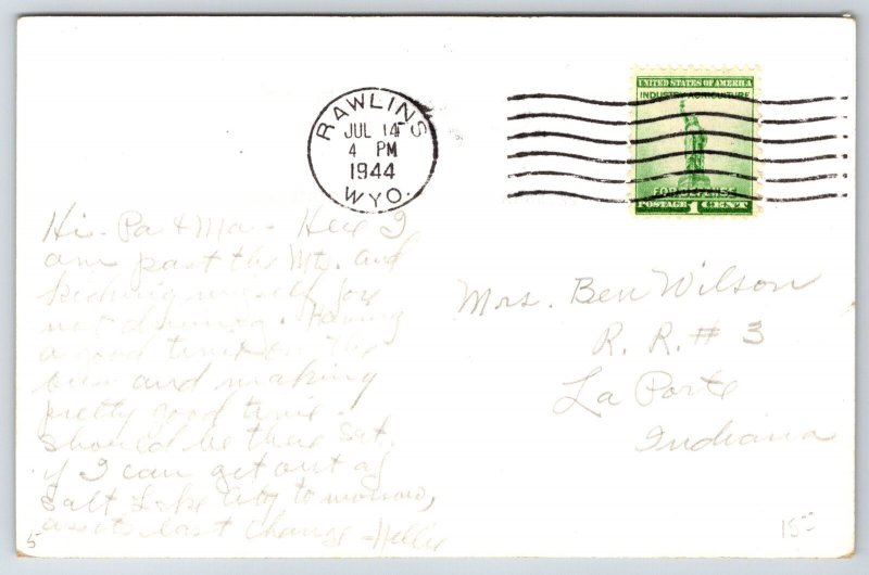 Sidney Nebraska~Birdseye~Downtown Main St~Factory District~Smokestack~RPPC 1944