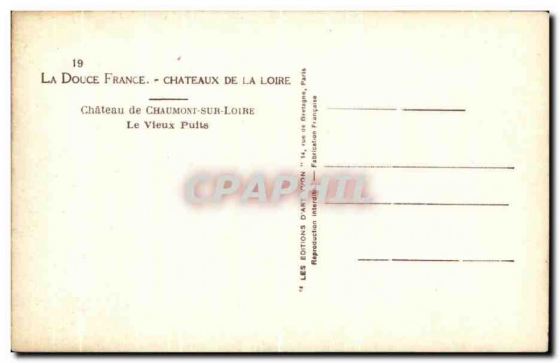 Old Postcard Chateau de Chaumont Sur Loire Old Wells