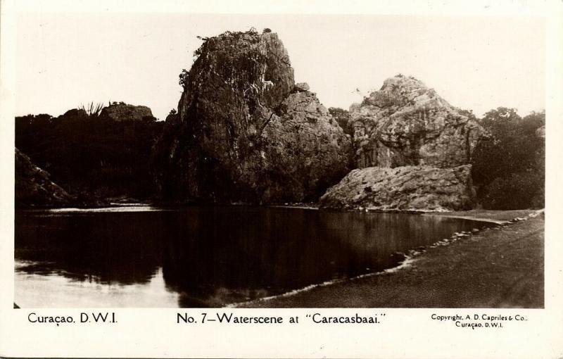 curacao, D.W.I., WILLEMSTAD, Waterscene at Caracasbaai (1920s) Capriles  RPPC 7