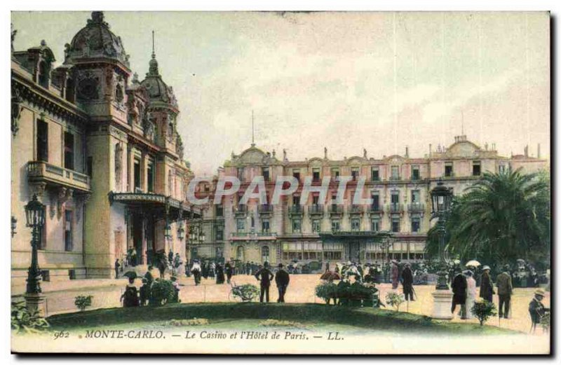 Monaco - Monte Carlo - The Casino and & # 39Hotel of Paris - Old Postcard