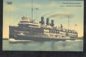 D&C NAVIGATION COMPANY STEAMER GREATER DETROIN SHIP BOAT VINTAGE POSTCARD