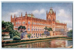 High Court Building Front Lake Calcutta India Oilette Tuck's Antique Postcard