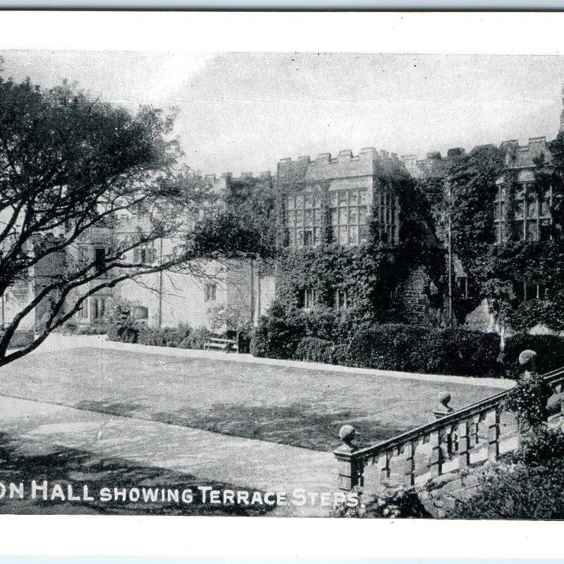 c1920s Haddon Hall, England Terrace Steps Lawn Manor House Ivy Covered Wall A353